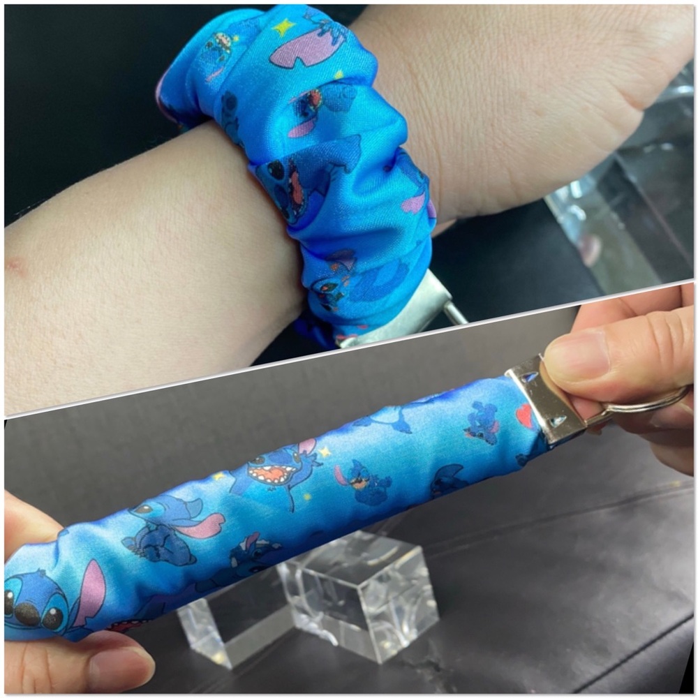 Custom Handmade Cartoon Stitch Scrunchie Wristlet Keychain Ver.1